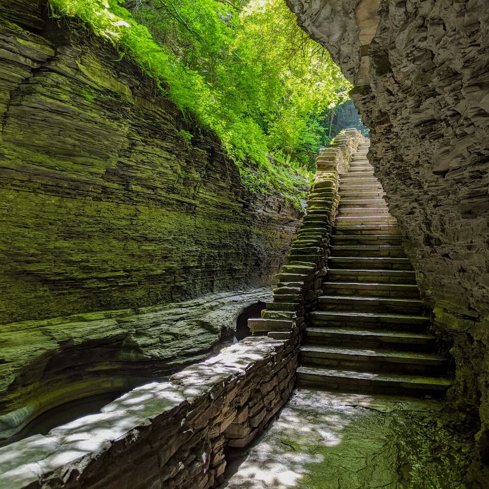 stone stairs at watkins glen state park